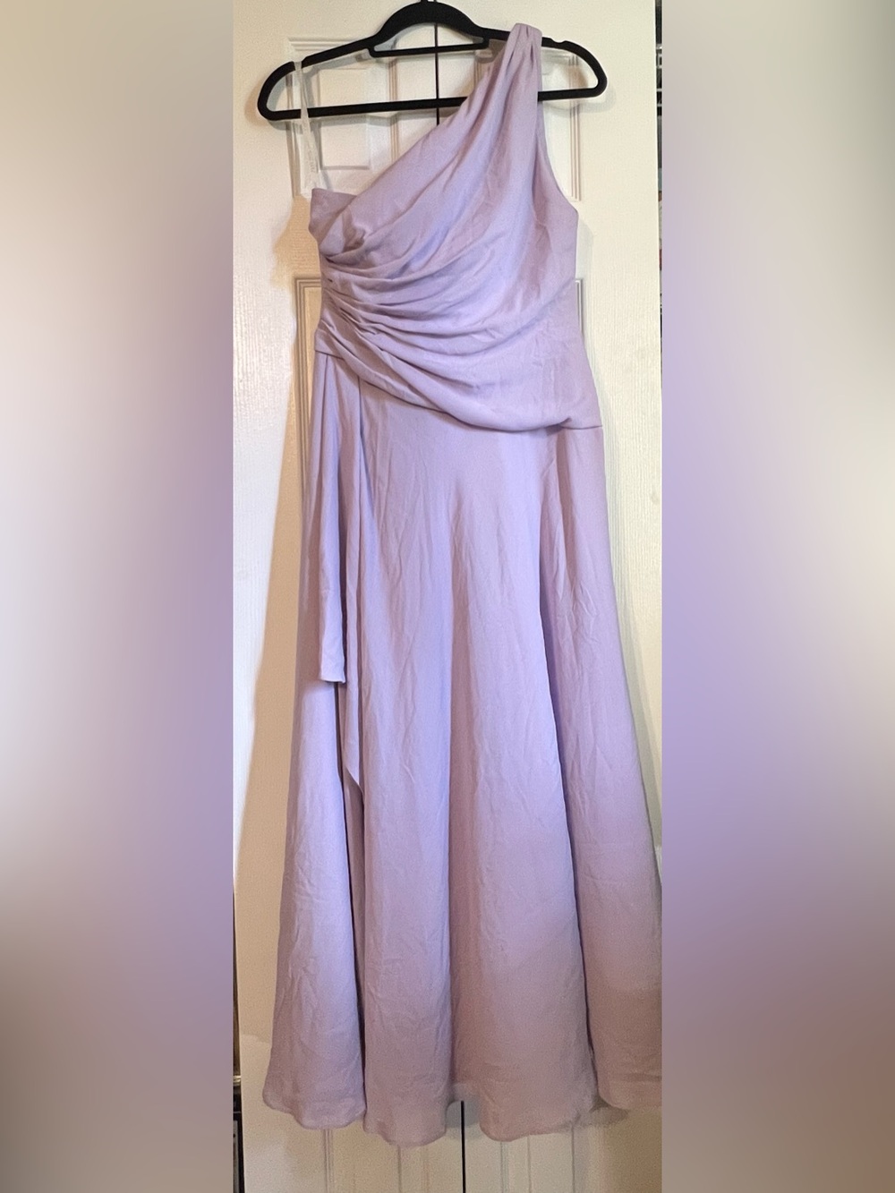 David's Bridal  One-Shoulder Lavender Elegant Draped Silhouette Dress size 8
